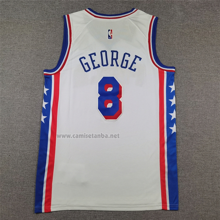 Camiseta Philadelphia 76ers Paul George #8 Association 2024-25 Blanco